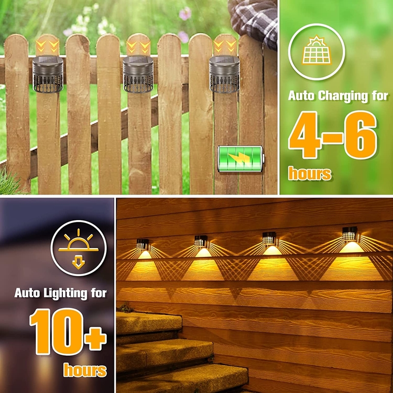Warm White Light Petal Solar Fence Light Auto on and off Waterproof IP65 LED Wall Lamp