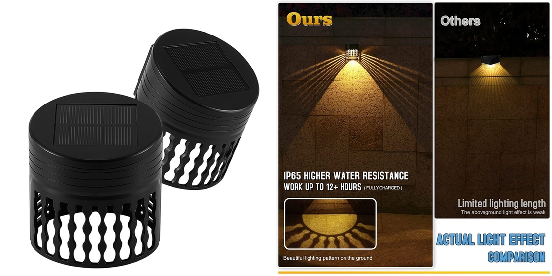 Warm White Light Petal Solar Fence Light Auto on and off Waterproof IP65 LED Wall Lamp