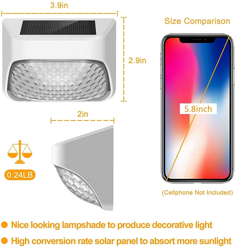 100g Ηλιακό φράχτη Φως Μαύρο ABS PMMA Ζεστό Λευκό RGB 20Lumens Αδιάβροχο IP65 4,5 ώρες φόρτιση