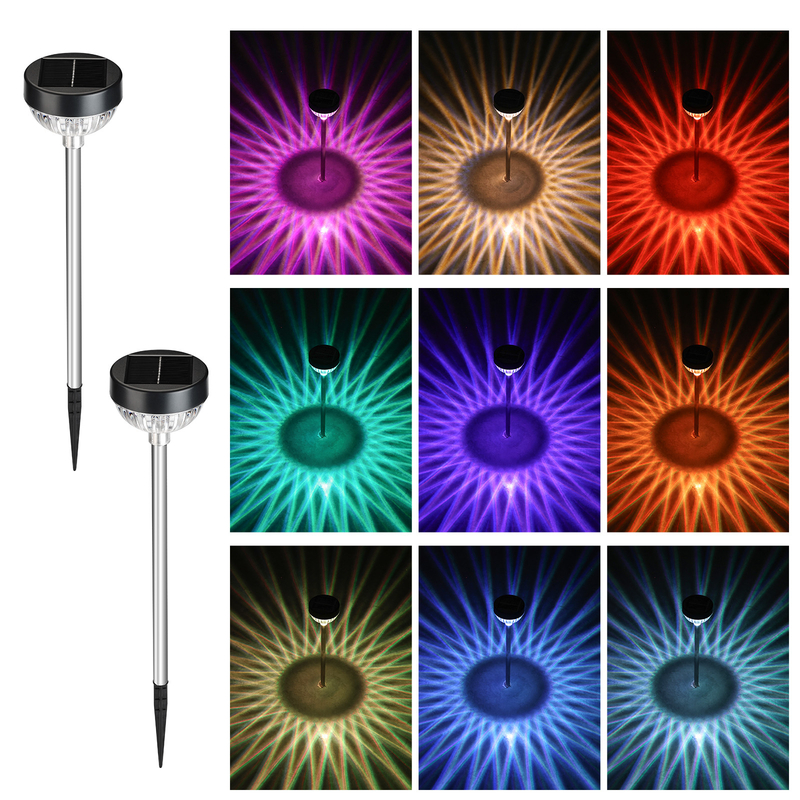 Εξωτερικά ηλιακά λάμπες γκαζόν RGB διακοσμητικό ηλιακό φως κήπου για οδό αυλή αυλή