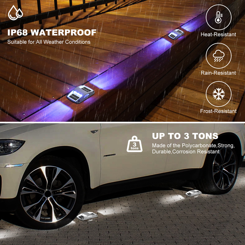 20 Lumens Αλουμινίου Ηλιακά Φώτα Λωρίδας Γαλάζιο / Ψυχρό Λευκό LED 4-Pack Εγκατάσταση βίδα