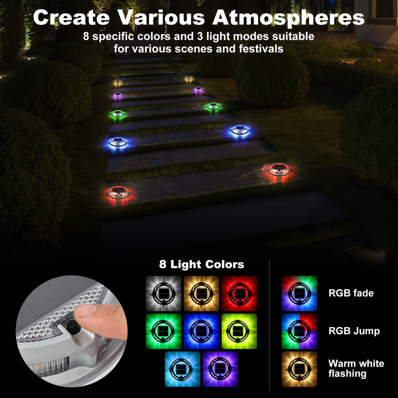 1200mAh μπαταρία RGB Ηλιακό φωτισμό για μακροχρόνιο εξωτερικό φωτισμό 110*22MM