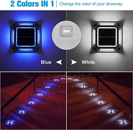 12PCS LED Bead Solar LED Driveway Φώτα αποβάθρας για εξωτερική προειδοποίηση