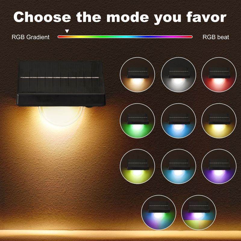 Εξωτερικά ηλιακά φώτα σκαλοπατιών LED IP65 Αδιάβροχα 7 Χρωμάτων RGB