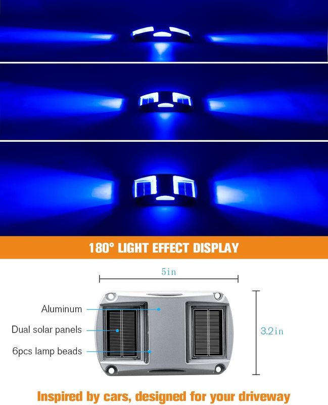 Αλουμινένιο Φωτιστικό Καταστρώματος Ηλιακό με 2 Λειτουργίες Φωτισμού 5000K Φως Ημέρας και 2-ετή Εγγύηση